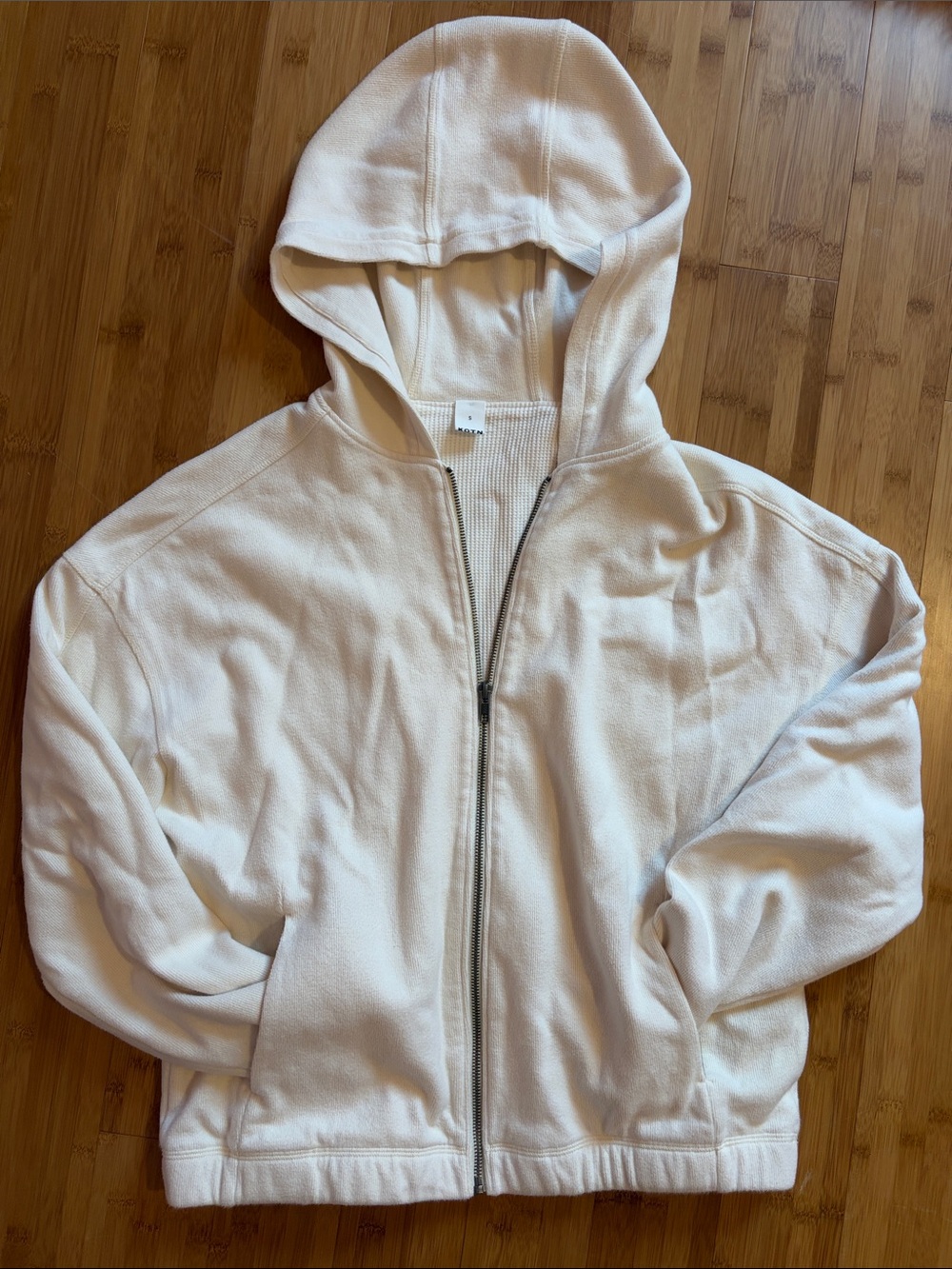 KOTN Cream Hooded Zip-Up Sweater